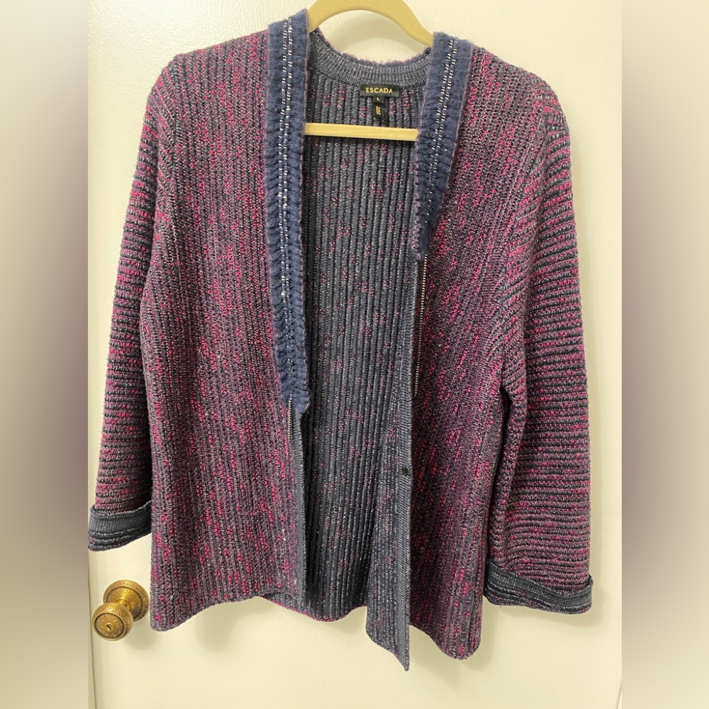 Escada Gray and Pink Textured Blazer